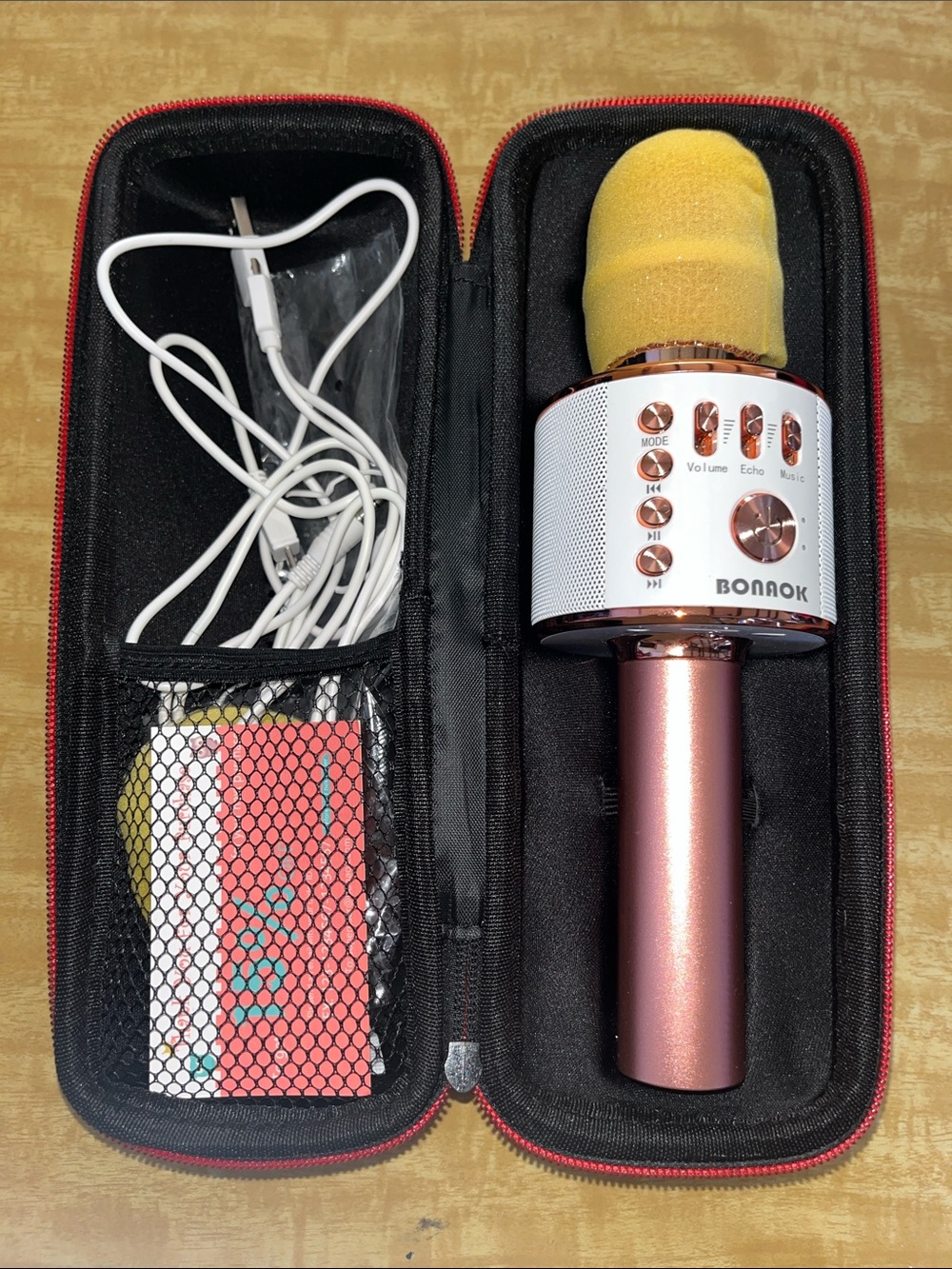 Bonaok Wireless Handheld Karaoke Microphone - Rose metallic